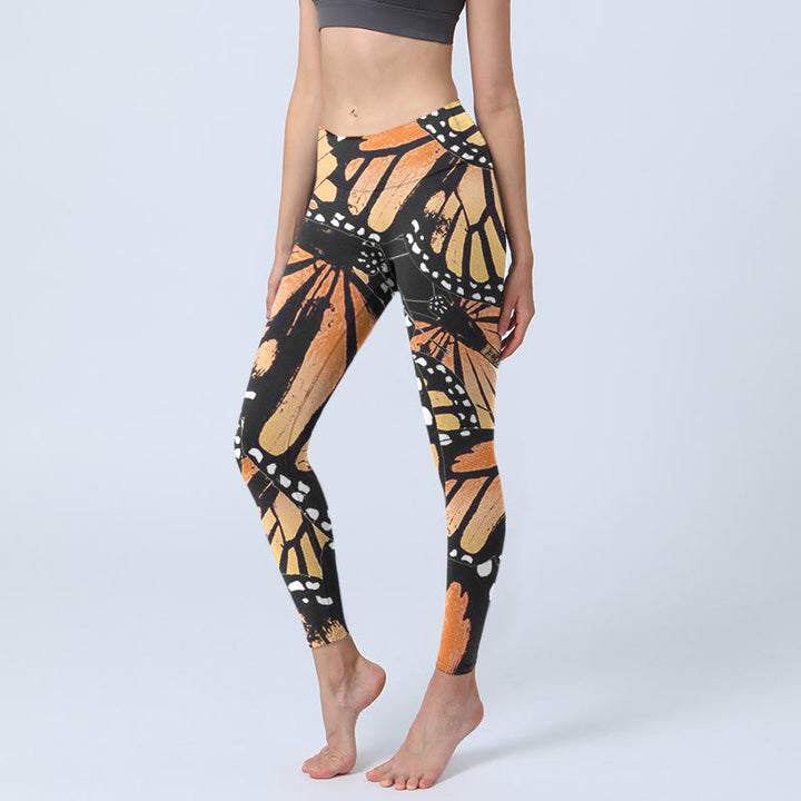 Leggings de yoga para mujer con estampado de mariposas amarillas y Buddha Stones - Negro - US18,UK/AU22,EU50 (4XL) - image 1