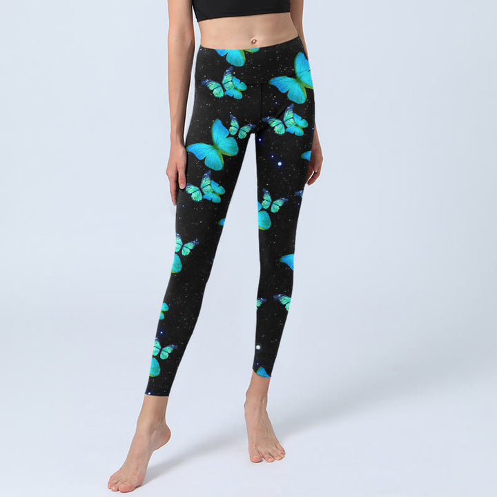 Leggings de yoga para mujer con estampado de mariposas y estrellas de Buddha Stones - image 6