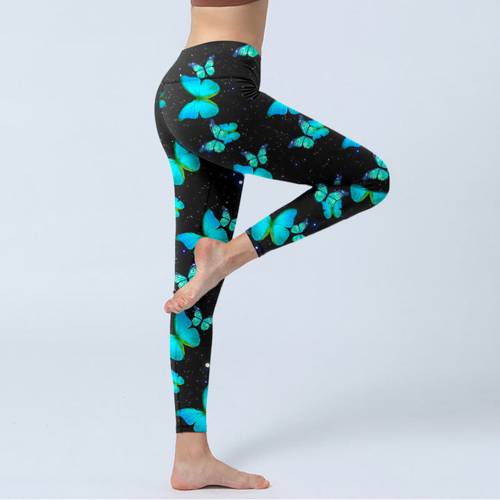 Leggings de yoga para mujer con estampado de mariposas y estrellas de Buddha Stones - image 5