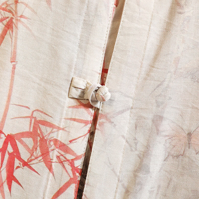 Chaqueta tipo camisa para hombre de manga corta con diseño de mariposas de bambú y botones de rana, con Buddha Stones en verano - image 4