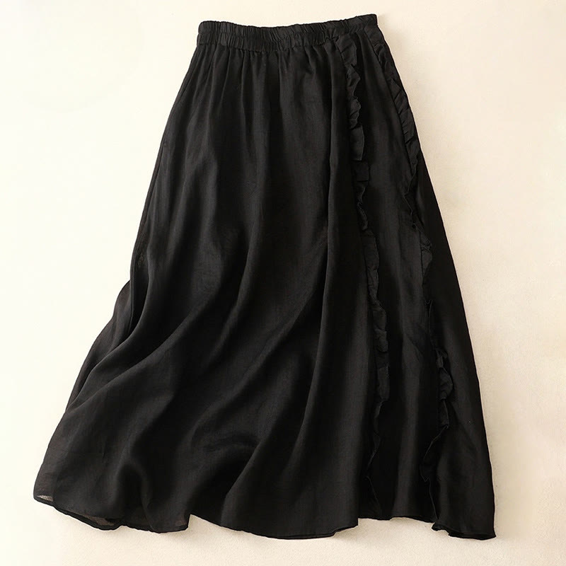 Falda de algodón para mujer con diseño de volantes de verano con Buddha Stones - Negro - US8-10,UK/AU12-14,EU40-42 (2XL) - image 10