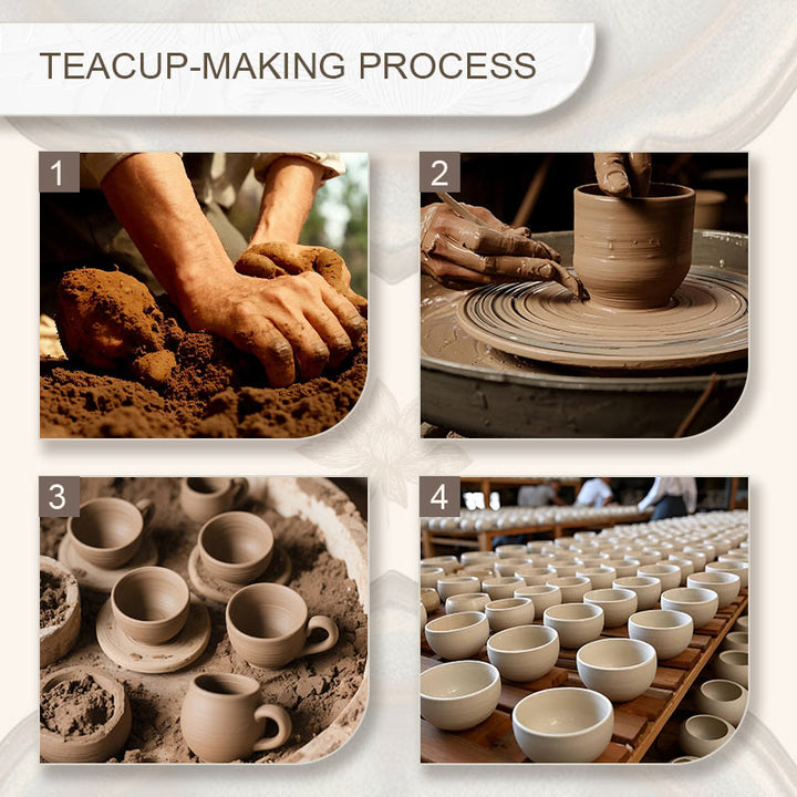 Taza de té de kung fu con diseño de Buddha Stones, pez, loto, algas, valle, montañas, pino, dragón y caja de regalo.