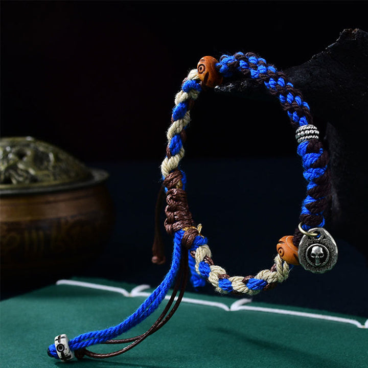 Pulsera de la suerte con hilo de Garuda tibetano tejido a mano con Buddha Stones