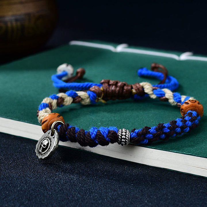 Pulsera de la suerte con hilo de Garuda tibetano tejido a mano con Buddha Stones