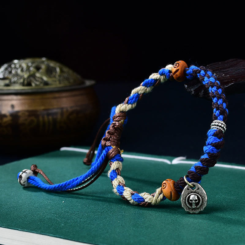 Pulsera de la suerte con hilo de Garuda tibetano tejido a mano con Buddha Stones