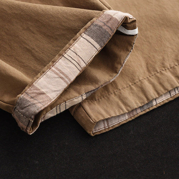 Pantalones harén de algodón con puños parcheados, informales, con bolsillos, para mujer