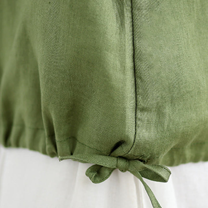 Chaleco sin mangas de algodón y lino para mujer, con cuello redondo, diseño de volantes y cordón ajustable, de Buddha Stones, para verano - image 10