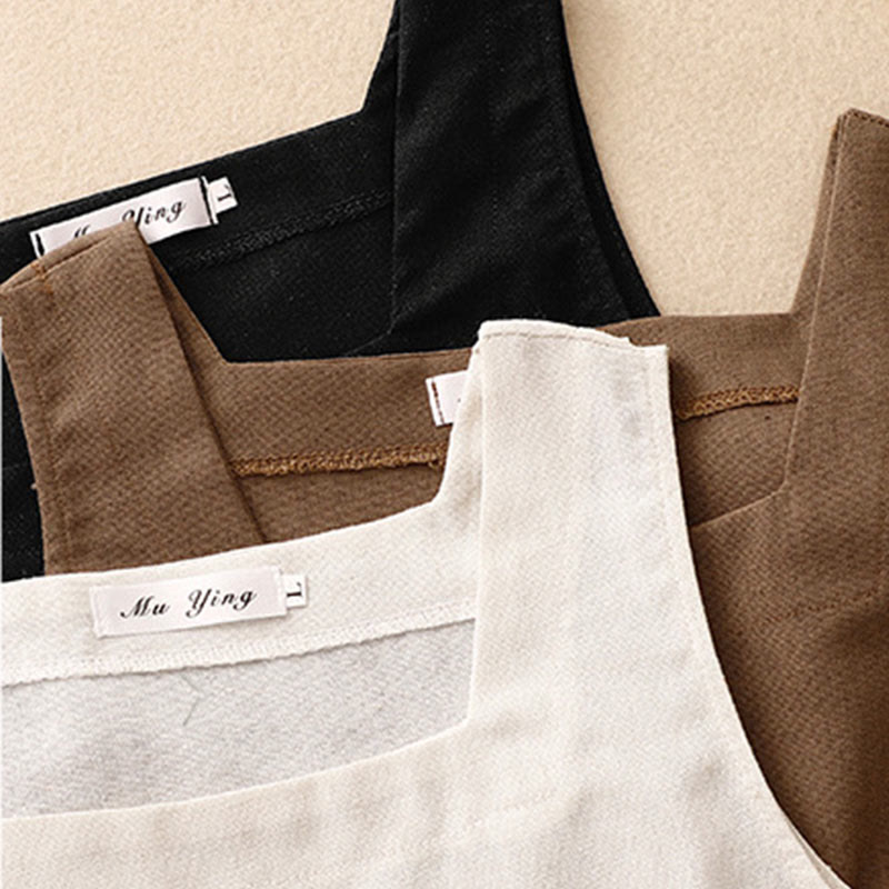 Chaleco sin mangas de lino y algodón con cuello cuadrado de verano para mujer con Buddha Stones - image 14