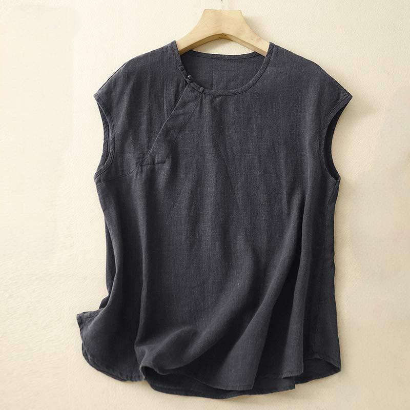 Chaleco de algodón para mujer, sin mangas, con diseño simple de patchwork de primavera y Buddha Stones - Negro - US8-10,UK/AU12-14,EU40-42 (2XL) - image 7