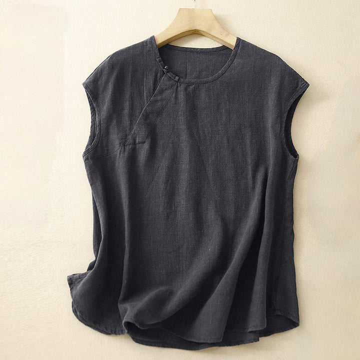 Chaleco de algodón para mujer, sin mangas, con diseño simple de patchwork de primavera y Buddha Stones - Negro - US8-10,UK/AU12-14,EU40-42 (2XL) - image 7