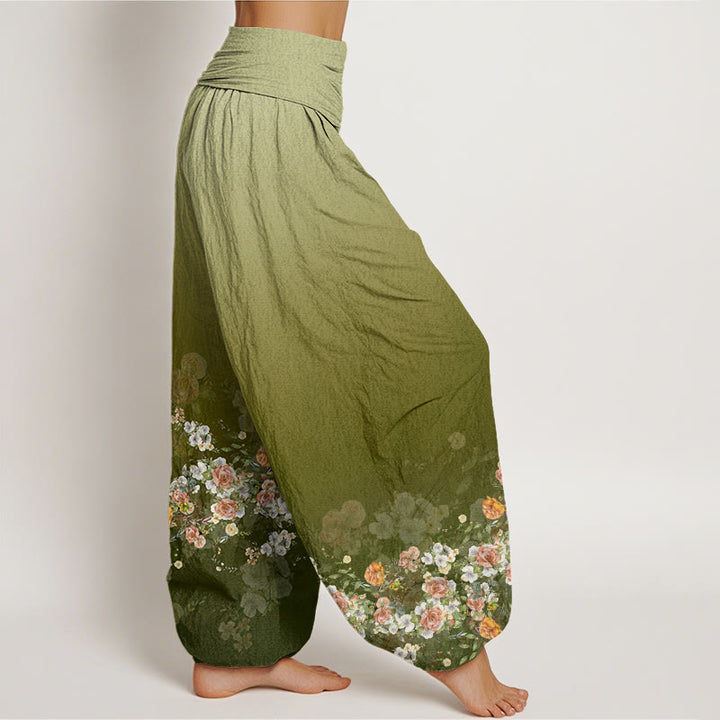 Pantalones harén con cintura elástica para mujer, diseño de rosas coloridas y piedras de Buddha Stones - image 7
