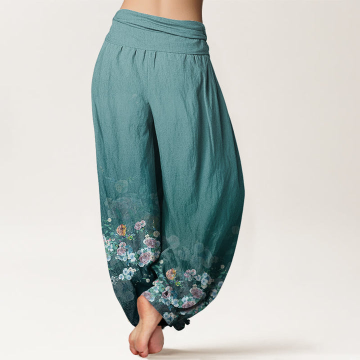Pantalones harén con cintura elástica para mujer, diseño de rosas coloridas y piedras de Buddha Stones - image 10