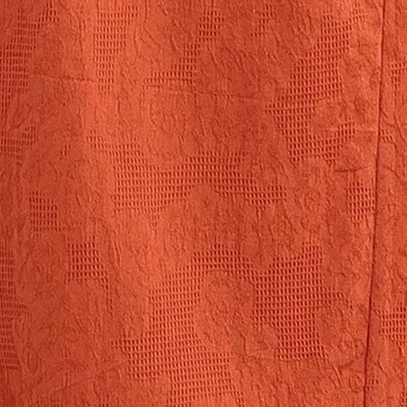 Vestido midi de algodón y lino con solapa de jacquard liso y manga corta con bolsillos y estampado Buddha Stones - image 19