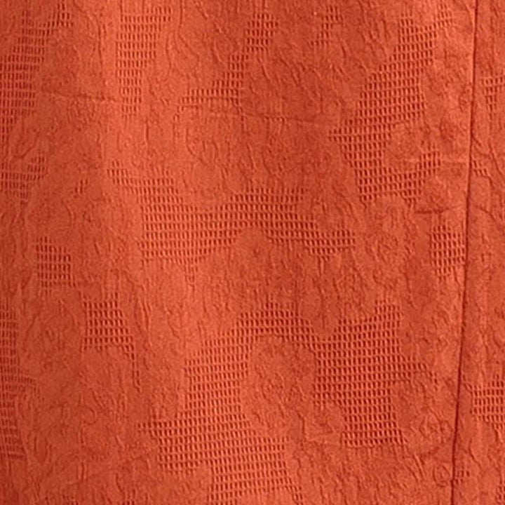 Vestido midi de algodón y lino con solapa de jacquard liso y manga corta con bolsillos y estampado Buddha Stones - image 19