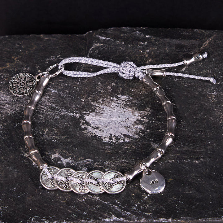 Pulsera de Buddha Stones, cinco monedas del emperador, fantasmas de la montaña, para gastar dinero