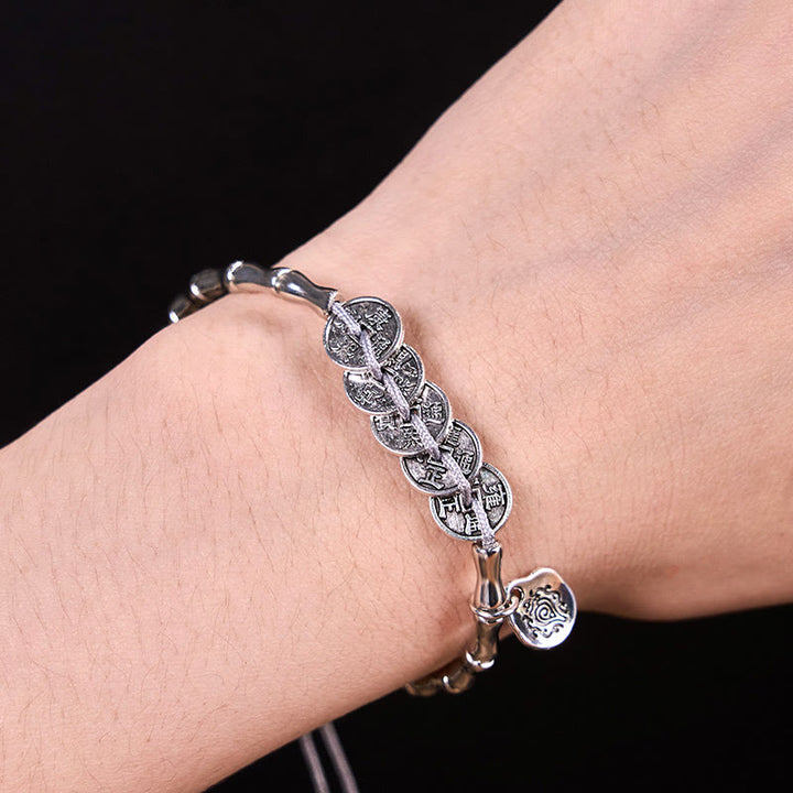 Pulsera de Buddha Stones, cinco monedas del emperador, fantasmas de la montaña, para gastar dinero