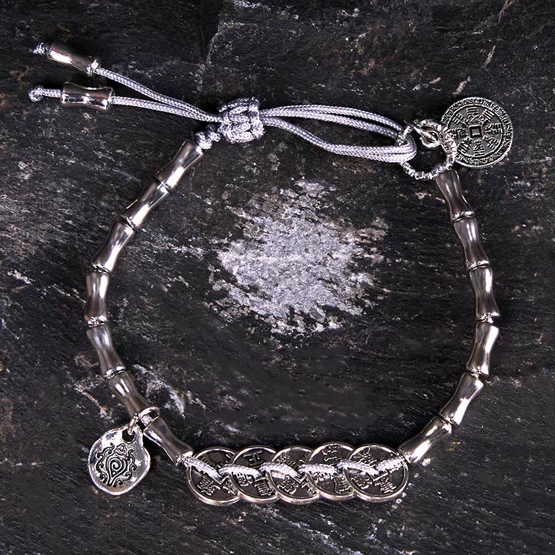 Pulsera de Buddha Stones, cinco monedas del emperador, fantasmas de la montaña, para gastar dinero