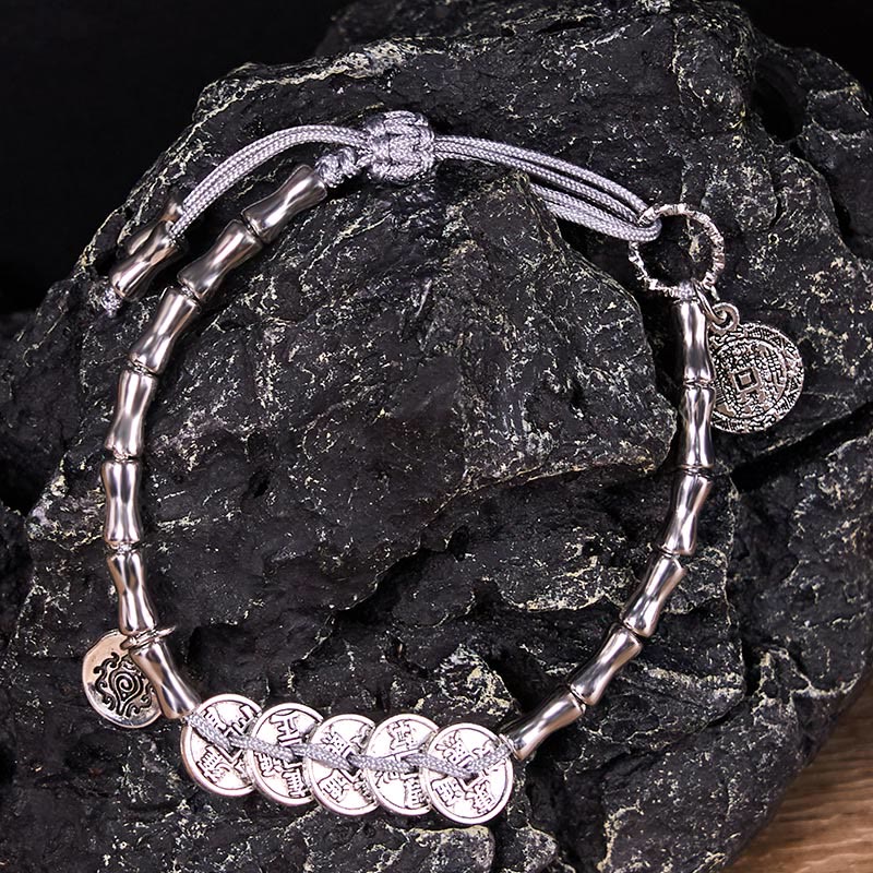 Pulsera de Buddha Stones, cinco monedas del emperador, fantasmas de la montaña, para gastar dinero