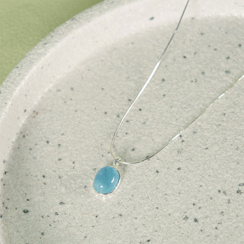 Collar con colgante de cadena de clavícula curativa con aguamarina y Buddha Stones en plata de ley 925 - Aguamarina plateada - image 0