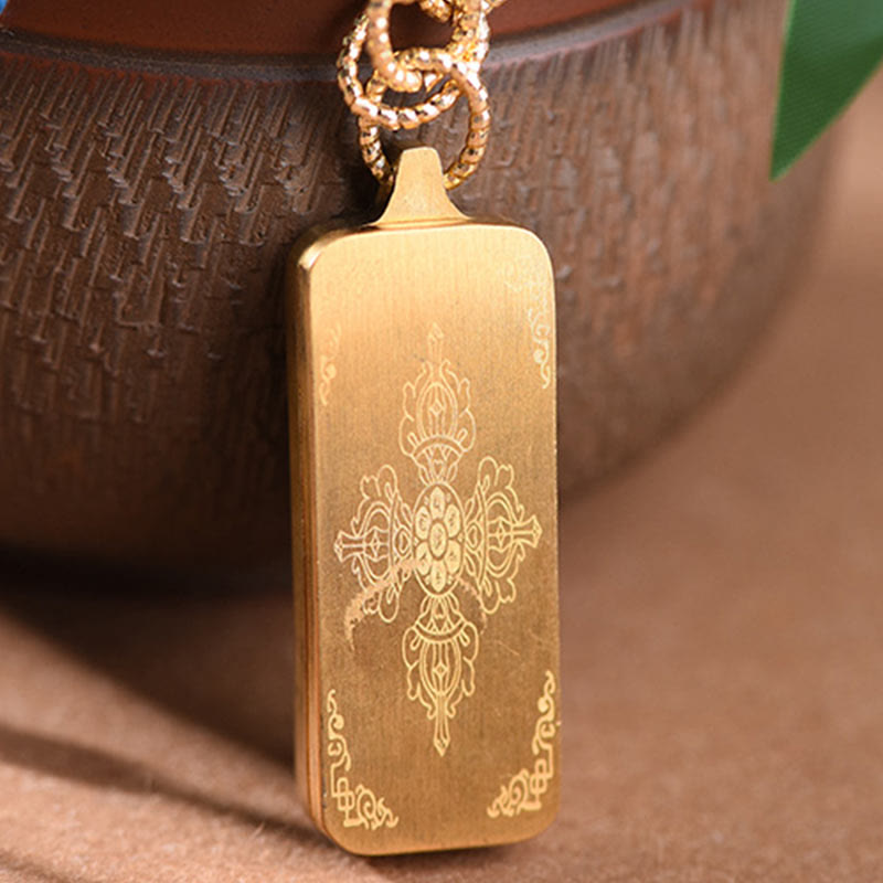 Colgante de collar de la riqueza con Thangka de acero de titanio y Buddha Stones del Tíbet, dios de la riqueza