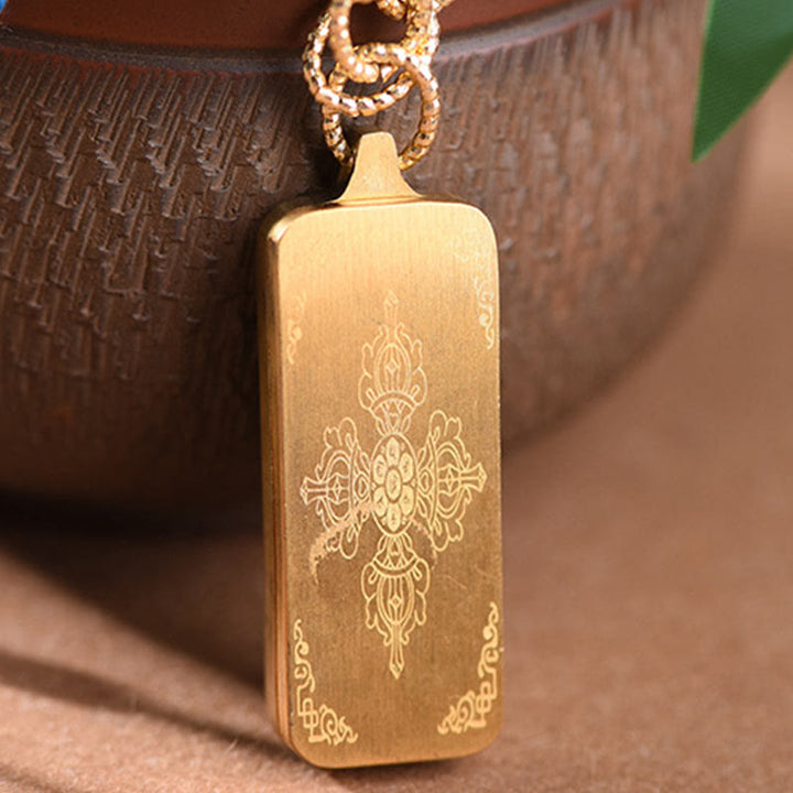 Colgante de collar de la riqueza con Thangka de acero de titanio y Buddha Stones del Tíbet, dios de la riqueza