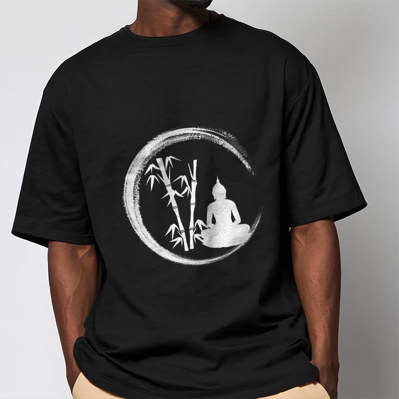 Camiseta con estatua de Buddha Stones Zen de Buda sentado y meditación de bambú - image 2