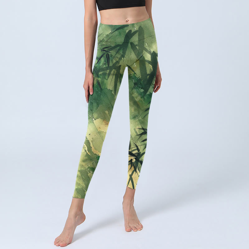 Leggings de yoga para mujer con estampado de bambú y tinta de Buddha Stones - image 6