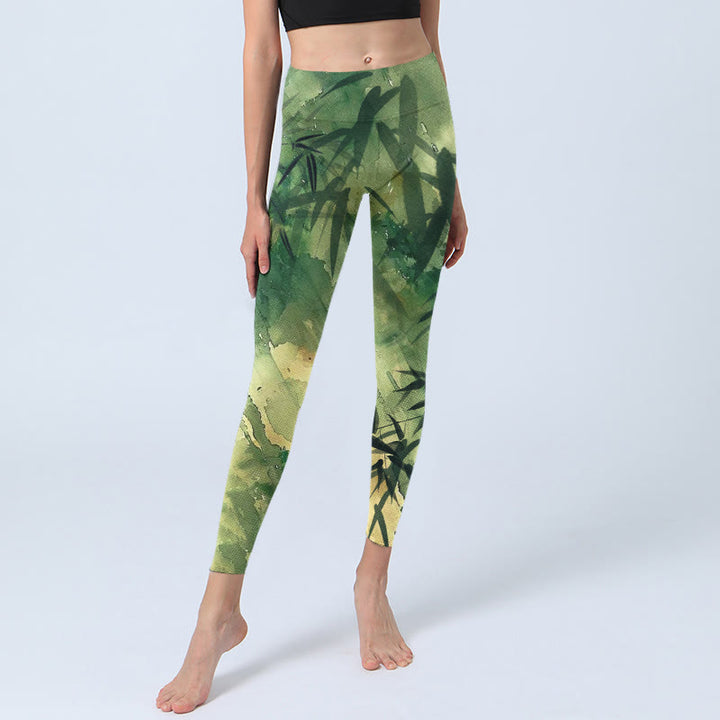 Leggings de yoga para mujer con estampado de bambú y tinta de Buddha Stones - image 6