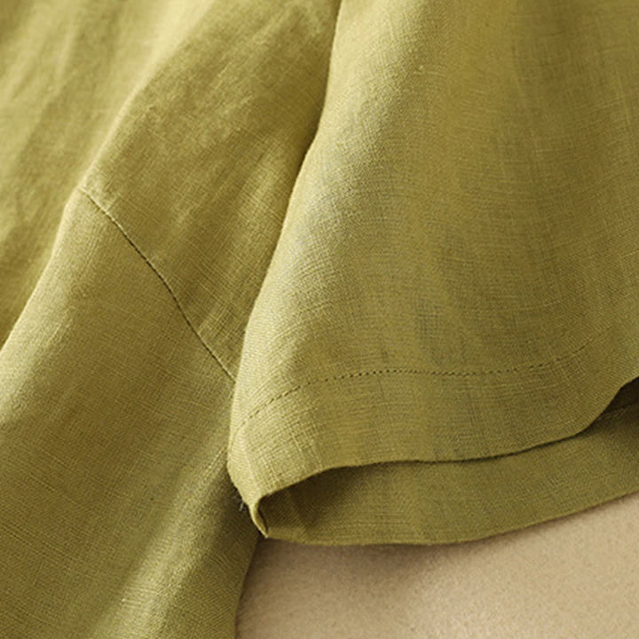 Camiseta de algodón de media manga con cuello en V y diseño informal de Buddha Stones para mujer, de verano - image 2