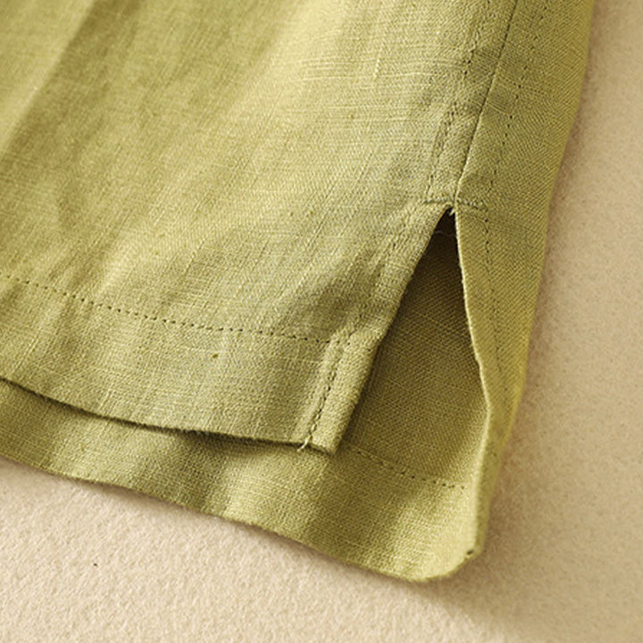 Camiseta de algodón de media manga con cuello en V y diseño informal de Buddha Stones para mujer, de verano - image 4