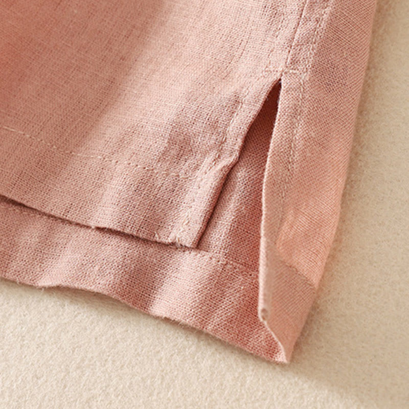 Camiseta de algodón de media manga con cuello en V y diseño informal de Buddha Stones para mujer, de verano - image 8