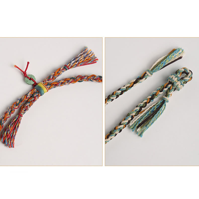 Pulsera trenzada de la suerte con Buddha Stones, Festival del Bote del Dragón, cuerda colorida, roca de lava, personaje Fu, albóndigas de arroz