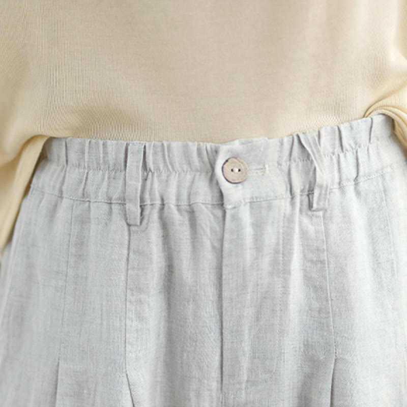 Pantalones harén de lino y algodón con bolsillos para mujer, de cintura alta, informales, de verano, de color liso, con Buddha Stones