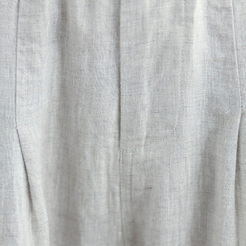 Pantalones harén de lino y algodón con bolsillos para mujer, de cintura alta, informales, de verano, de color liso, con Buddha Stones