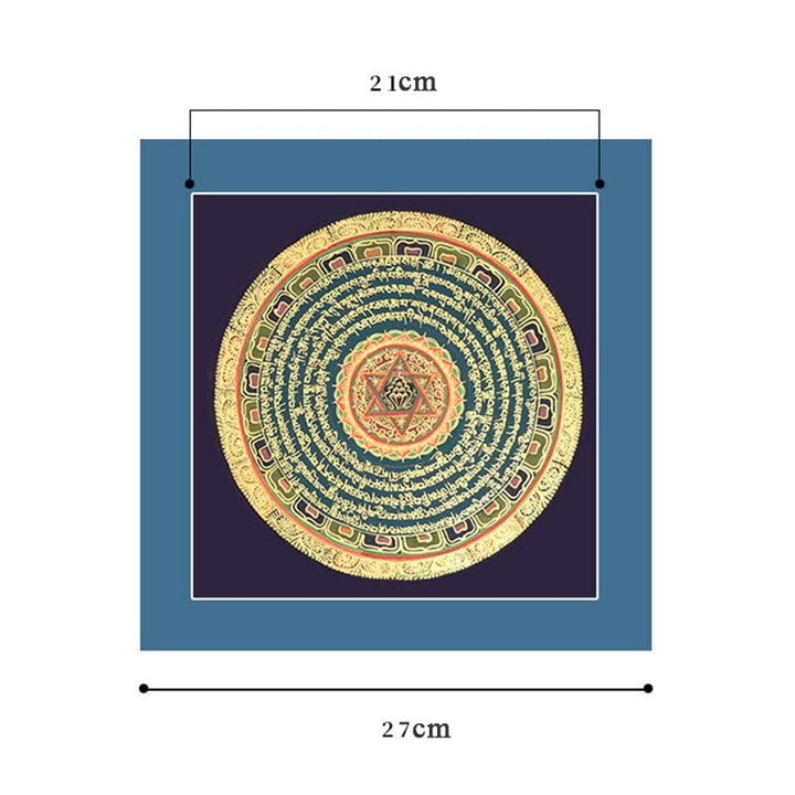 Caja ciega hecha a mano con Buddha Stones, pintura tibetana Thangka, escritura de las Seis Palabras Verdaderas (estilo aleatorio)