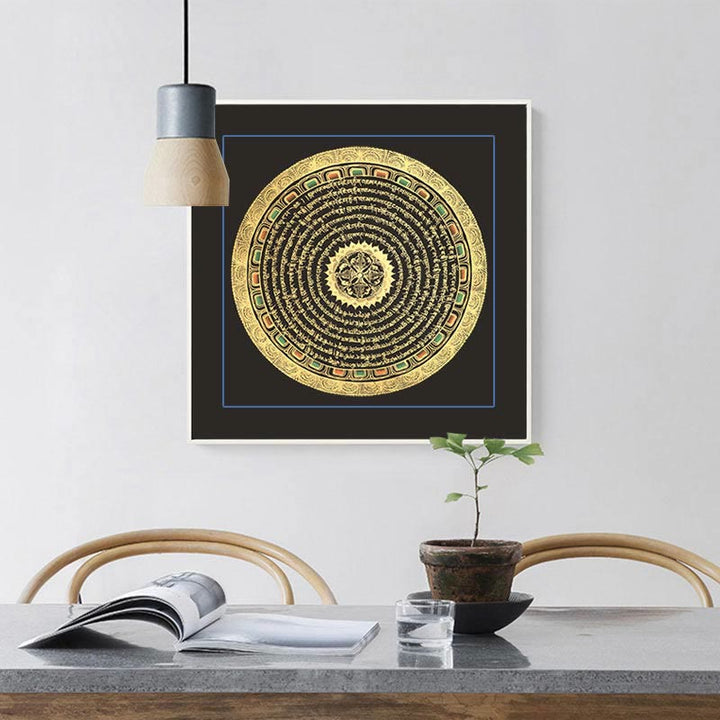 Caja ciega hecha a mano con Buddha Stones, pintura tibetana Thangka, escritura de las Seis Palabras Verdaderas (estilo aleatorio)