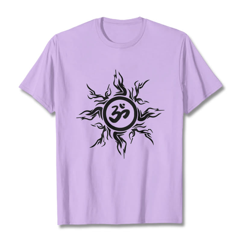 Camiseta de algodón con diseño de rayos de sol y Buddha Stones alrededor del símbolo Om - Ciruela - 2XL - image 17