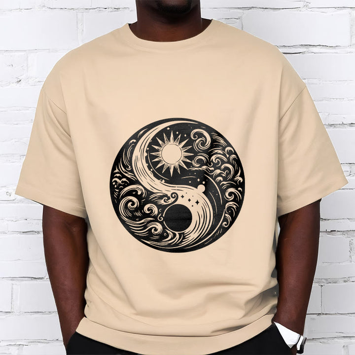 Camiseta de algodón con estampado de Buddha Stones, sol, luna, olas, Yin Yang - image 10