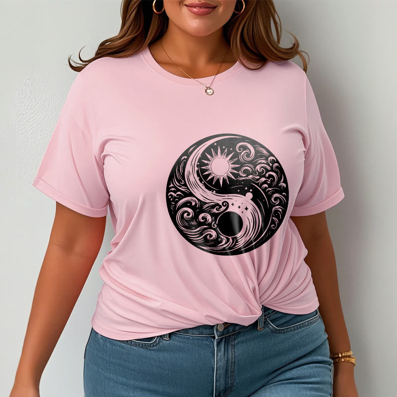 Camiseta de algodón con estampado de Buddha Stones, sol, luna, olas, Yin Yang - image 14