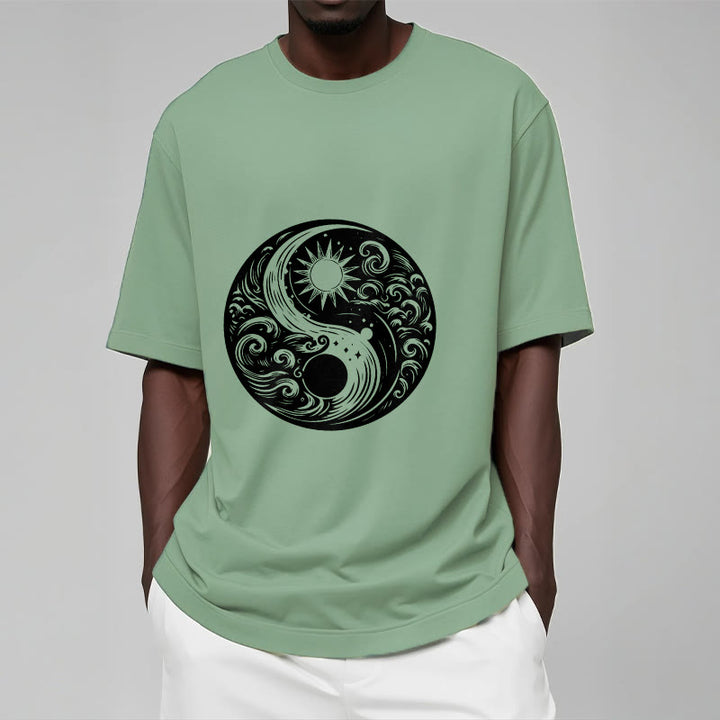 Camiseta de algodón con estampado de Buddha Stones, sol, luna, olas, Yin Yang - image 16