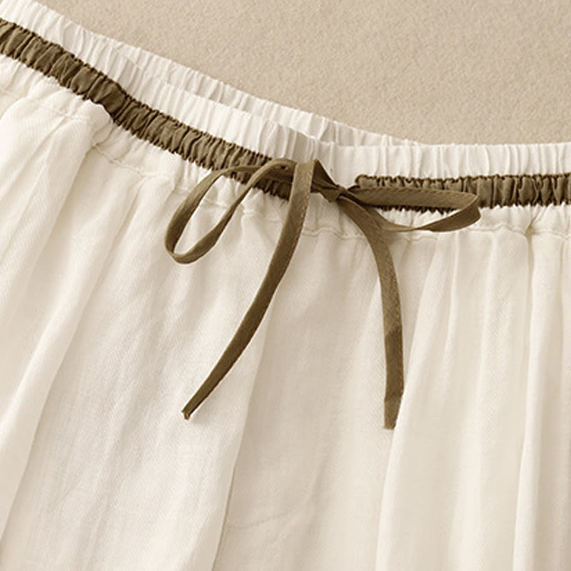 Pantalones harén de lino y algodón para mujer, estilo vintage de verano, informales, con cordón y bolsillos, con estampado de Buddha Stones - image 1