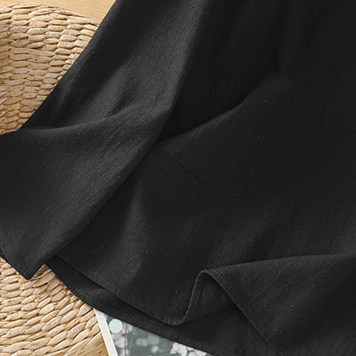 Camisa de lino y algodón de media manga con bolsillo para mujer, diseño sencillo, informal, de verano, con medio botón, de color puro - image 18