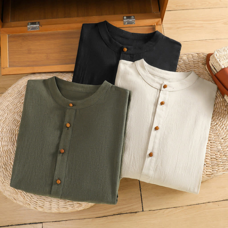 Camisa de lino y algodón de media manga con bolsillo para mujer, diseño sencillo, informal, de verano, con medio botón, de color puro - image 19