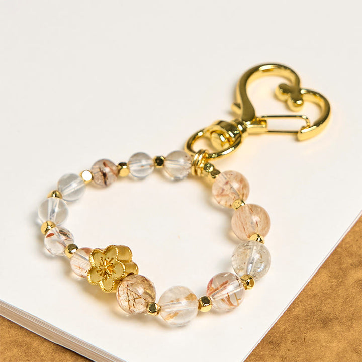 Bolsa colgante con cadena espiritual de flor de ciruelo con cristales naturales de Buddha Stones Super Seven