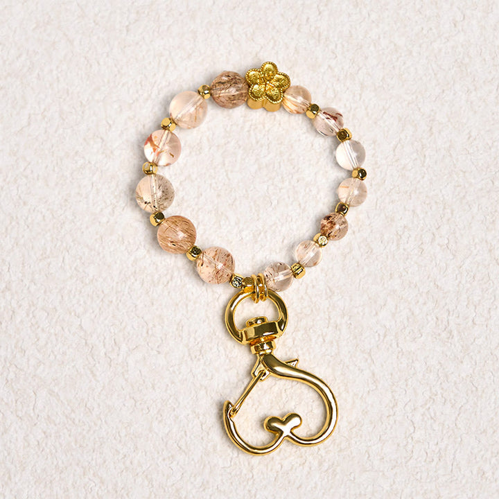 Bolsa colgante con cadena espiritual de flor de ciruelo con cristales naturales de Buddha Stones Super Seven