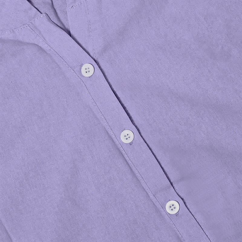 Camisa informal de manga corta con cuello entallado y botones lisos de Buddha Stones para mujer - image 4