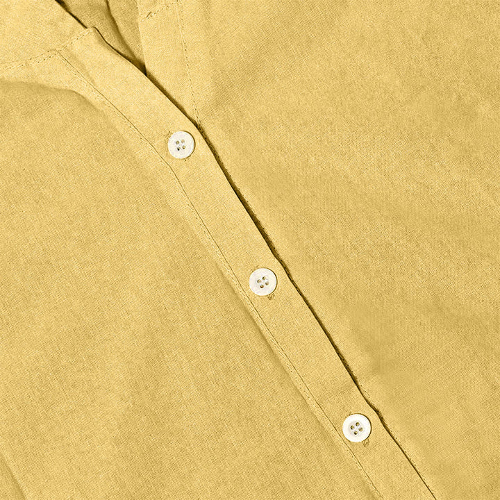 Camisa informal de manga corta con cuello entallado y botones lisos de Buddha Stones para mujer - image 14