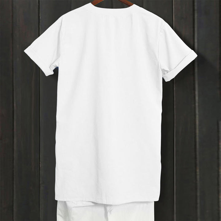 Camisa informal de manga corta con cuello entallado y botones lisos de Buddha Stones para mujer - image 18