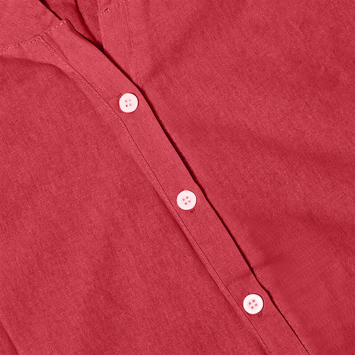 Camisa informal de manga corta con cuello entallado y botones lisos de Buddha Stones para mujer - image 33