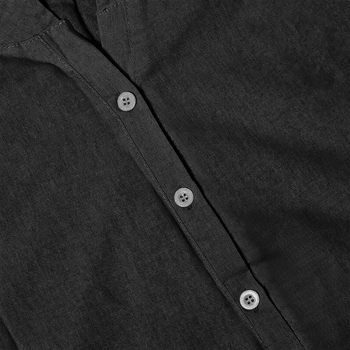 Camisa informal de manga corta con cuello entallado y botones lisos de Buddha Stones para mujer - image 54